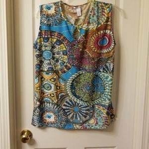 NWT EMILY STACY FUN PRINT PULLOVER BLOUSE SZ 1X